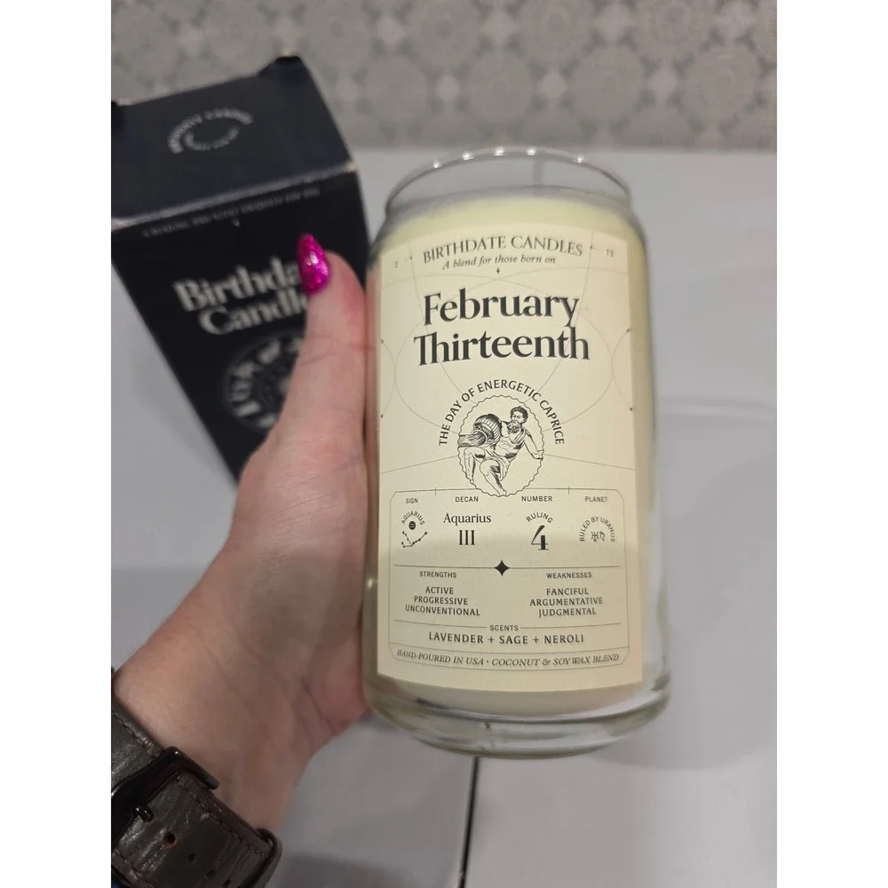 Birthdate Candles February Thirteenth‎ Aquarius Zodiac Astrology Scented Candle